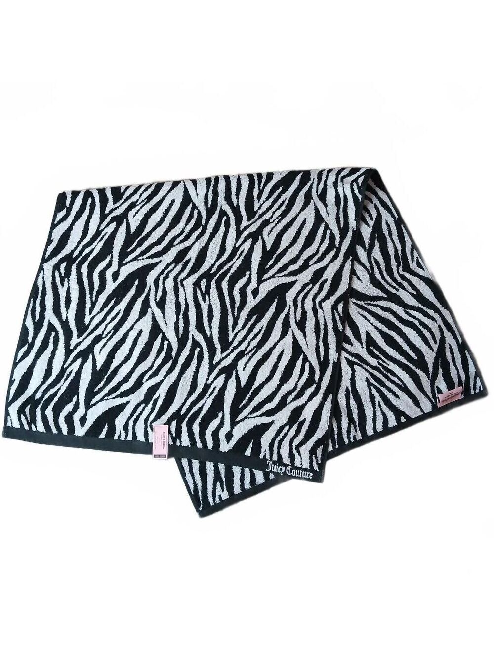 Juicy Couture Zebra Bath Towel Set 3 Piece Black White 100% Cotton NWT HTF Set - Picture 2 of 6